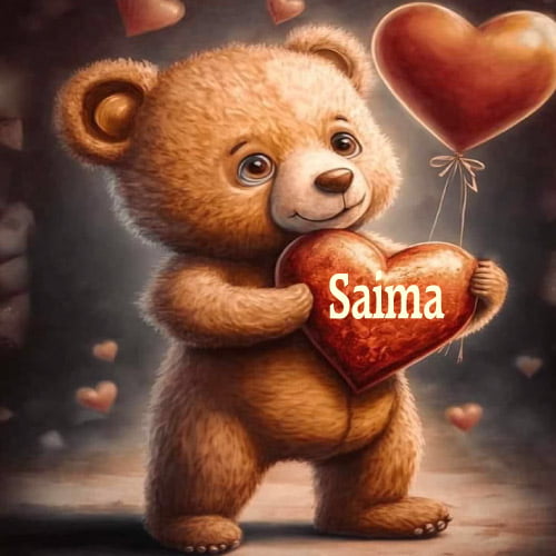 Saima Name Dp - nice bear hand heart