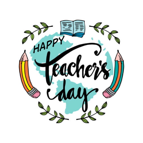 Happy Teachers Day Pics - pencil leaf circle