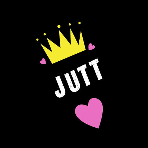 Jutt Dp - pink heart yellow color crown black color background