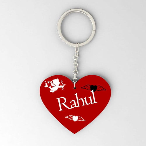 Rahul Dp - red heart keychain