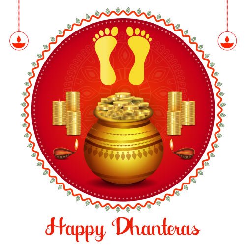 Happy Dhanteras - red light red color circle image
