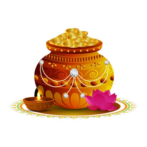 Happy Dhanteras - white background pink flower in pic