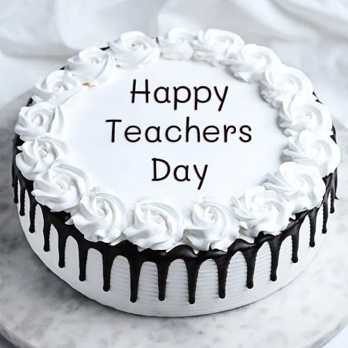 Teachers Day Pics - white flower cake