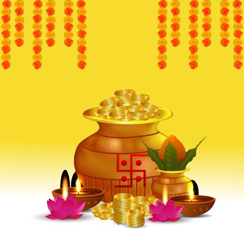 Happy Dhanteras Images - yellow white gradient color photo