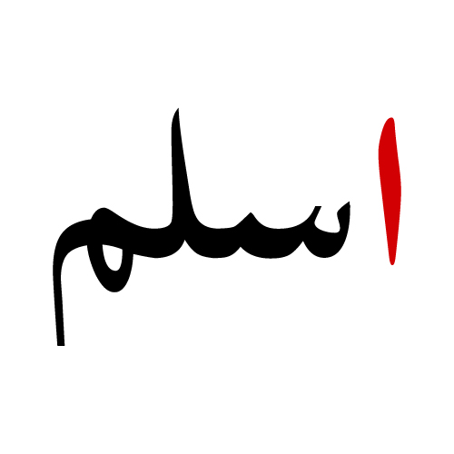 Aslam Urdu Name Image -black red text