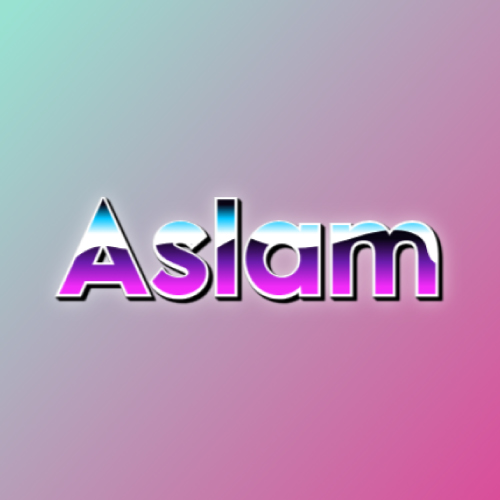 Aslam Name picture - 3d gradient text