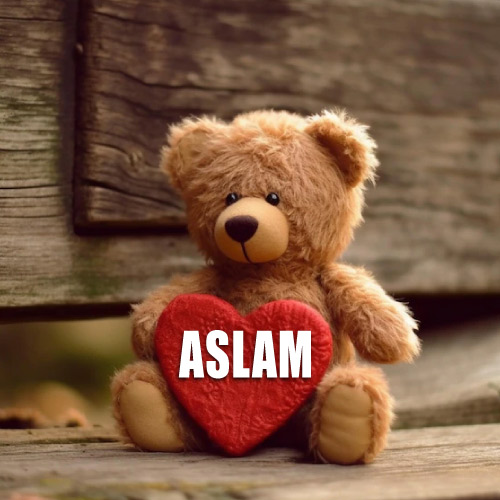 Aslam Name DP - bear with heart