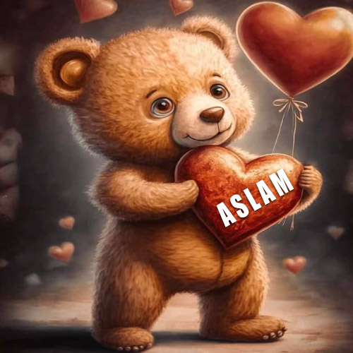 Aslam Naam image - bear with hearts