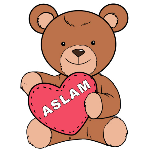 Aslam Name pic - bear with pink heart