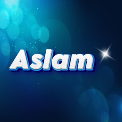 Aslam 3d text - blue white 3d 