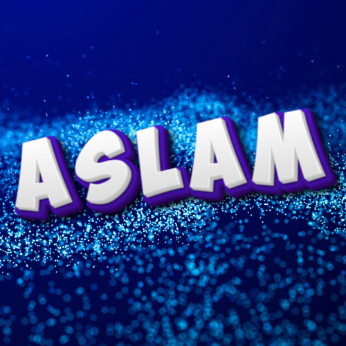 Aslam Hd image - glowing background 3d text