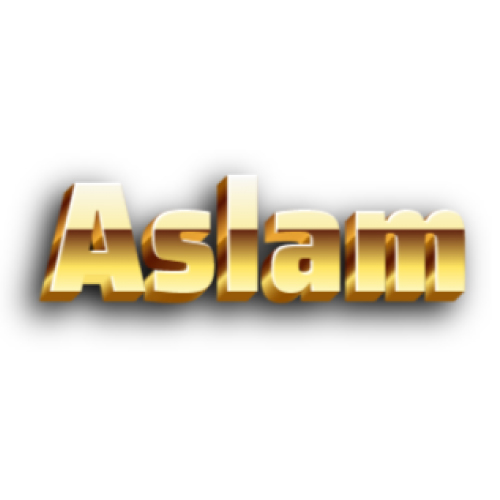 Aslam Name Photo - golden 3d text