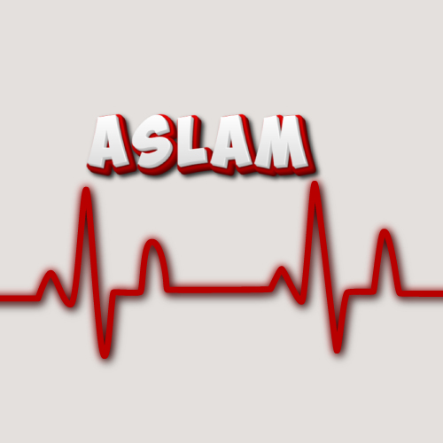 Aslam Name DP - red outline 3d text