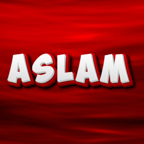 Aslam Name DP - white red 3d text