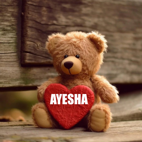 Ayesha Name Dp - bear with red heart