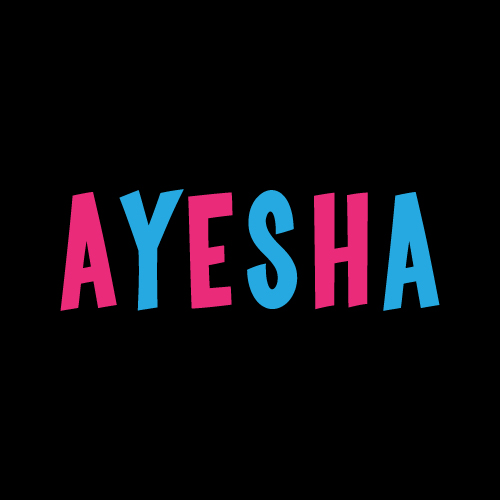 Ayesha Name Dp - blue pink text