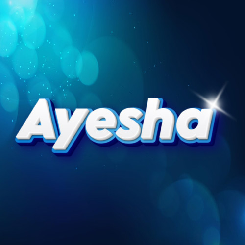 Ayesha Name Dp - blue white 3d text