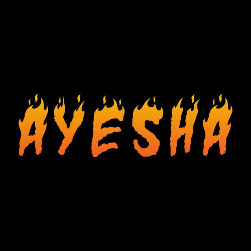Ayesha Name Dp - fire color text pik