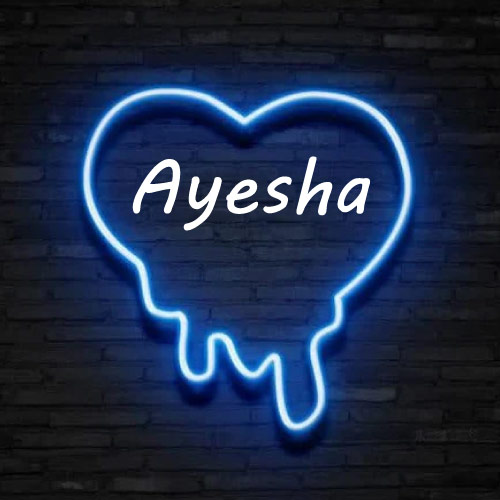 Ayesha Name Dp - neon heart on wall