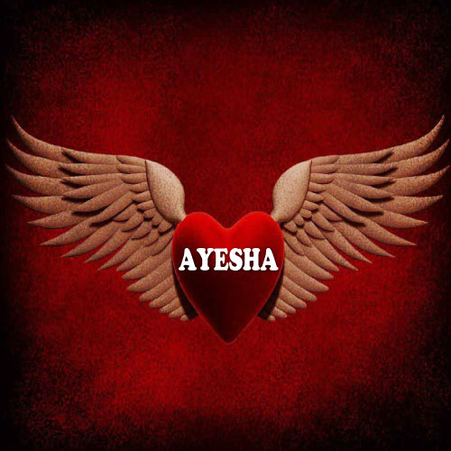 Ayesha Name Dp - red flying heart