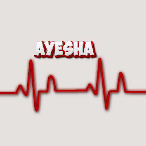 Ayesha Name Dp - red outline 3d text