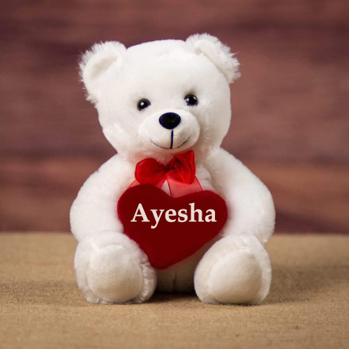 Ayesha Name Dp - white bear with heart