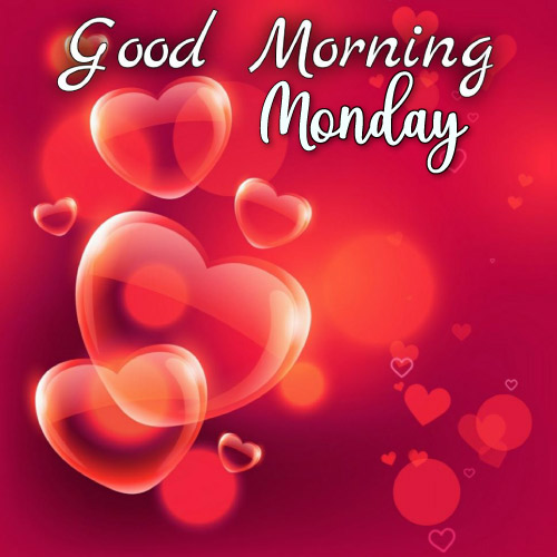 Good Morning Monday Images - beautiful red heart background white text photo