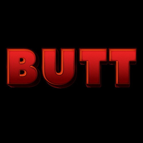 Butt Dp - black backgroud 3d text photo