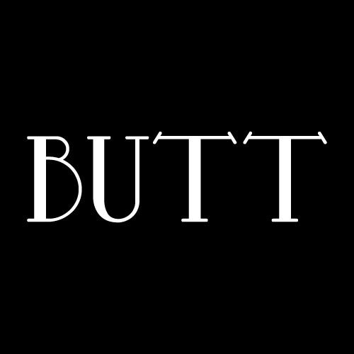 Butt Dp - black background white color font photo