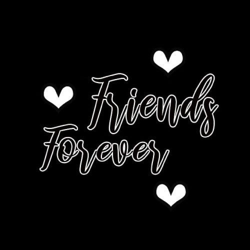 Friendship Dp - black background white heart outline font photo