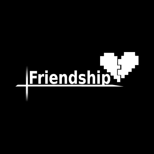 Friendship Dp - black background white heart photo