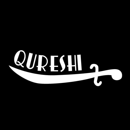 Qureshi Dp - black background white icon white text pic