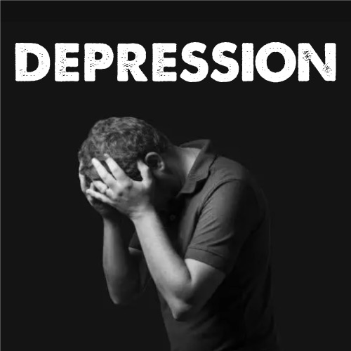 Depression Dp - black color background man photo