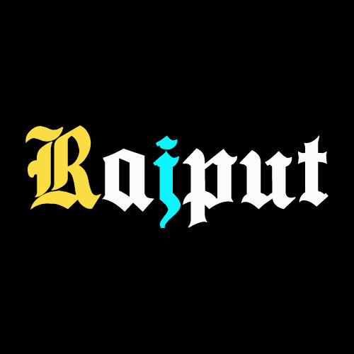 Rajput Dp - black color background text colors yellow white pic