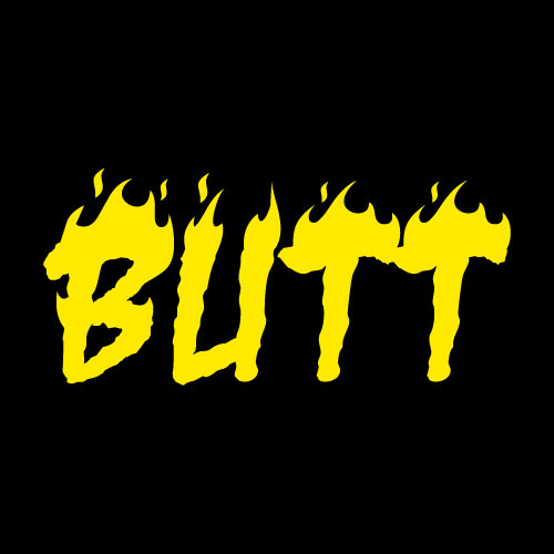 Butt Dp - black color background yellow color text pic
