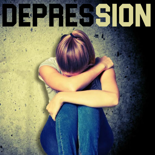 Depression Dp - black glowing color background lady photo