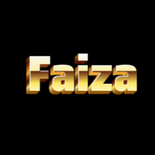 Faiza Name Dp - black background golden text