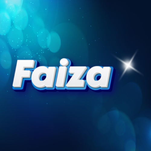 Faiza Name Dp - blue white 3d text