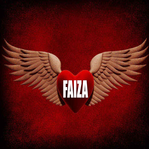 Faiza Name Dp - red flying heart
