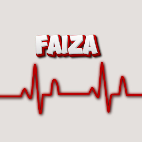Faiza Name Dp - red outline 3d text
