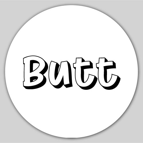 Butt Dp - gray color background white circle black text pic