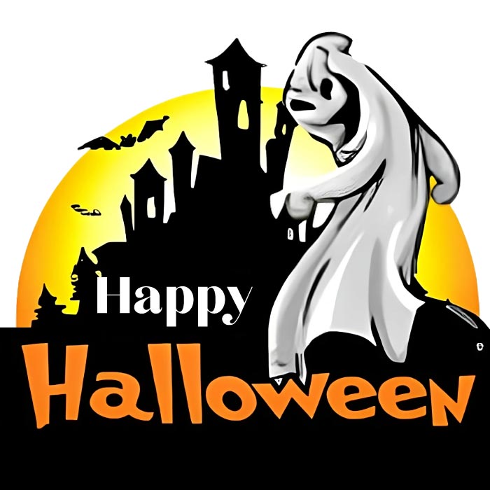 Happy Halloween Images - white orange text halloween