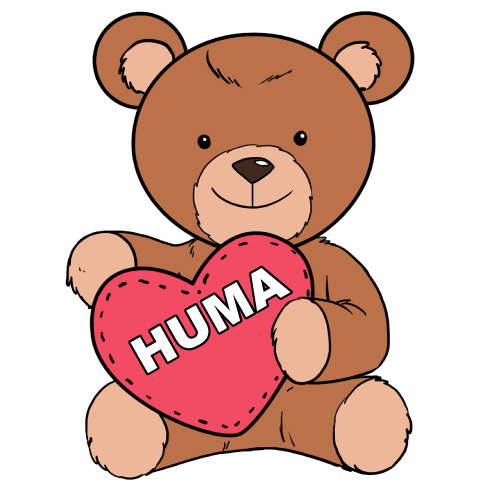 Huma Name DP - bear with pink heart