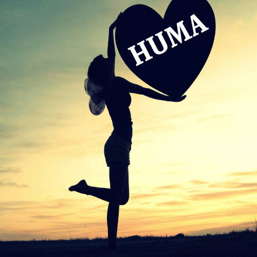 Huma Name DP - girl hand heart photo
