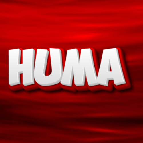 Huma Name DP - white red text 3d
