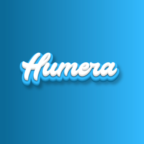 Humera Name Dp - blue white 3d font