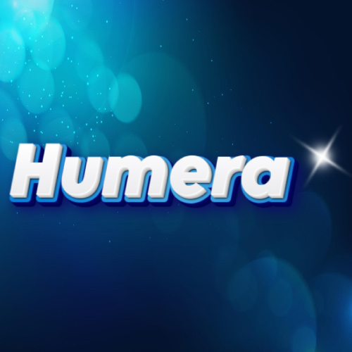 Humera Name Dp - white blue 3d text