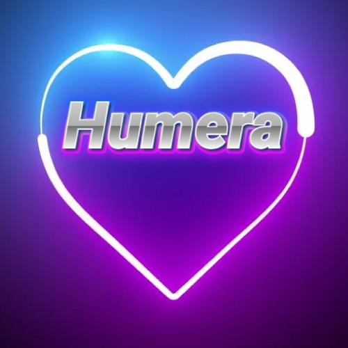 Humera Name Dp - white outline heart