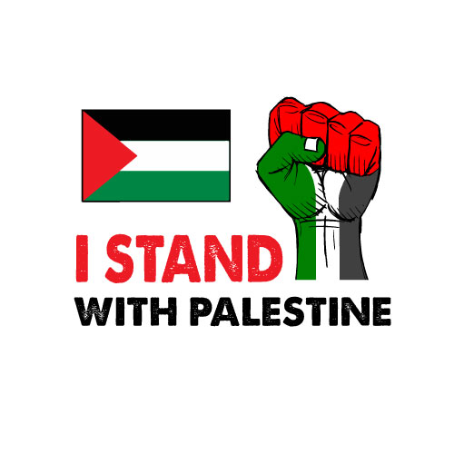 I Stand with Palestine Photos - Palestine Flag with Hand.