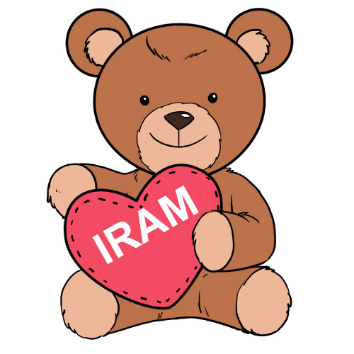 Iram Name DP - bear with pink heart